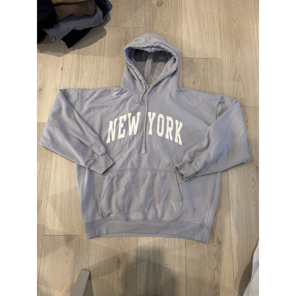 Brandy Melville Hoodie Womens One Size Gray New York Graphic Oversized Pullover